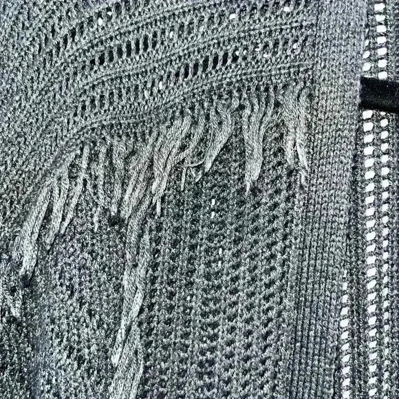 Ella Moss Oversized fringe open front sweater dark grey - Picture 4 of 10